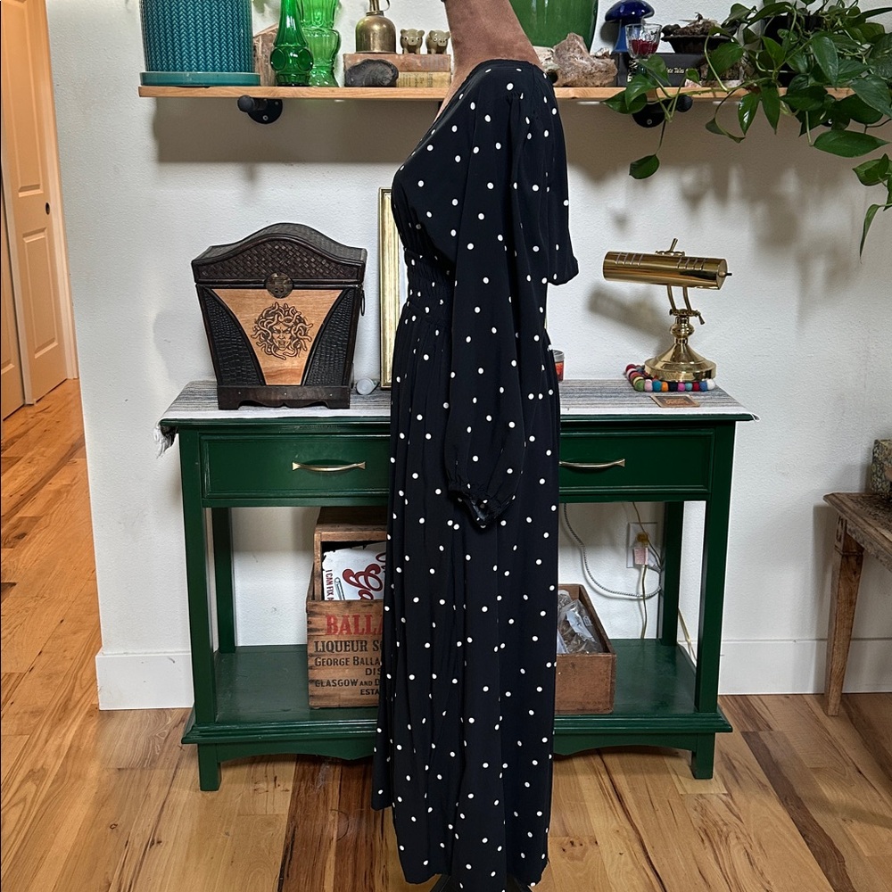 Smock Waist Polka Dot Maxi Dress - Picture 4 of 12